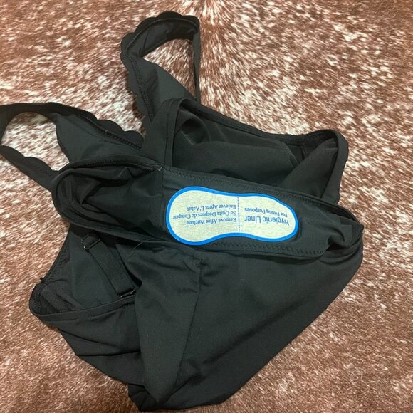 Sea Level Black Scalloped Plunge One Piece Swimsuit Adjustable Straps 8 - Picture 5 of 13